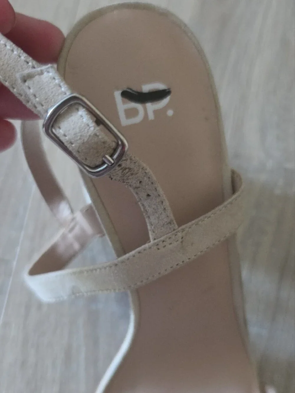 bp Light Beige Strappy Block Heel Sandals